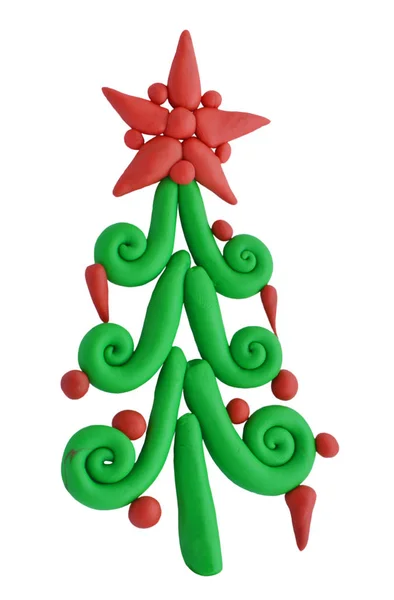 클레이 크리스마스 전나무 또는 소나무 흰색 절연 — 스톡 사진