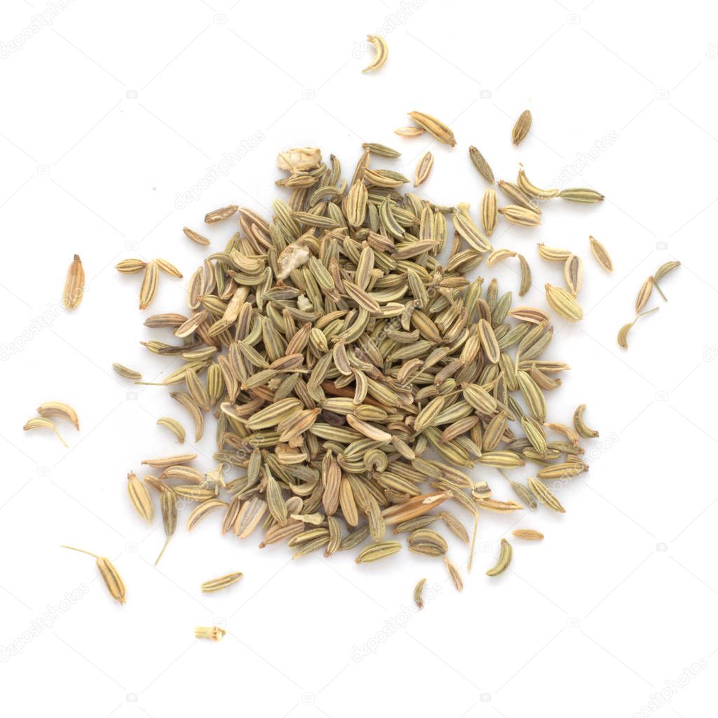 Fennel seeds on white background