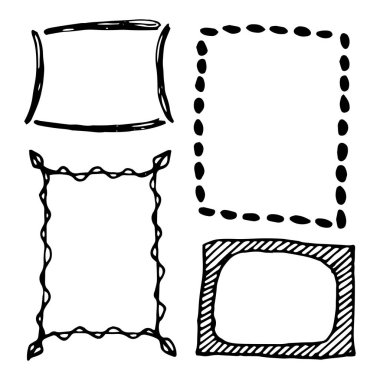 Elle çizilmiş dikdörtgen çerçeve kümesi