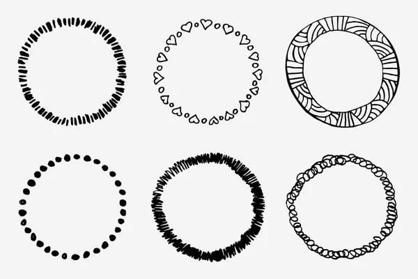 Modèle simple de cercle de gribouillage dessiné à la main — Image vectorielle