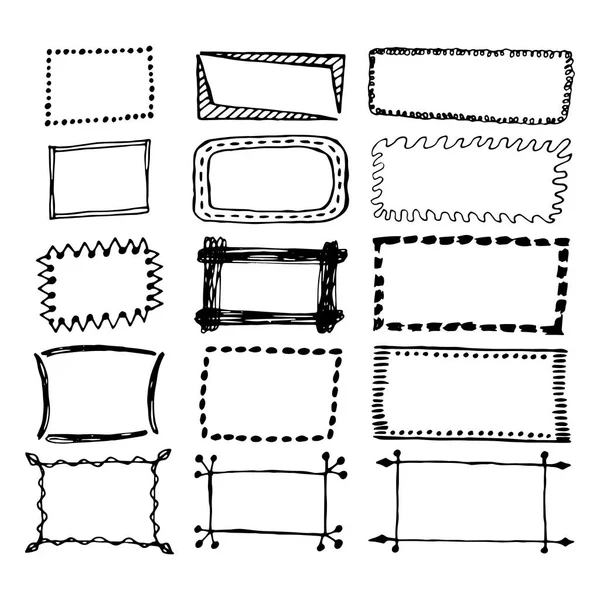 Conjunto de molduras retangulares desenhadas à mão —  Vetores de Stock