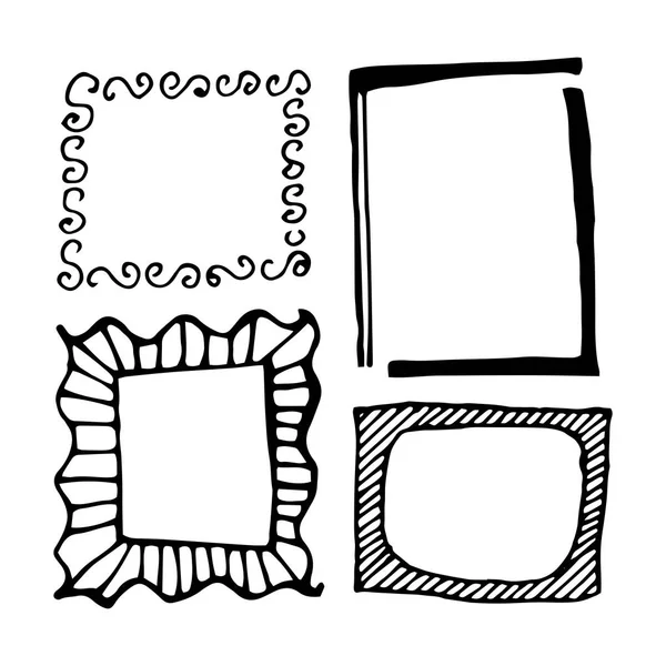 Set di cornici rettangolari disegnate a mano — Vettoriale Stock