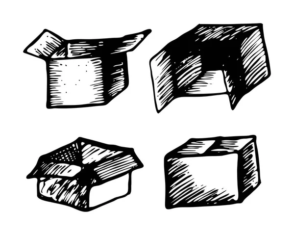 Ручной набор коробки изолированы на белом фоне — стоковый вектор