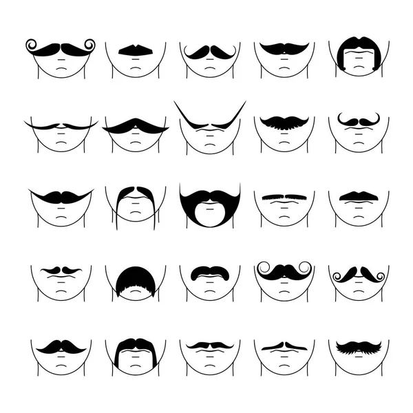 Gran conjunto de vector bigote hipster . — Archivo Imágenes Vectoriales