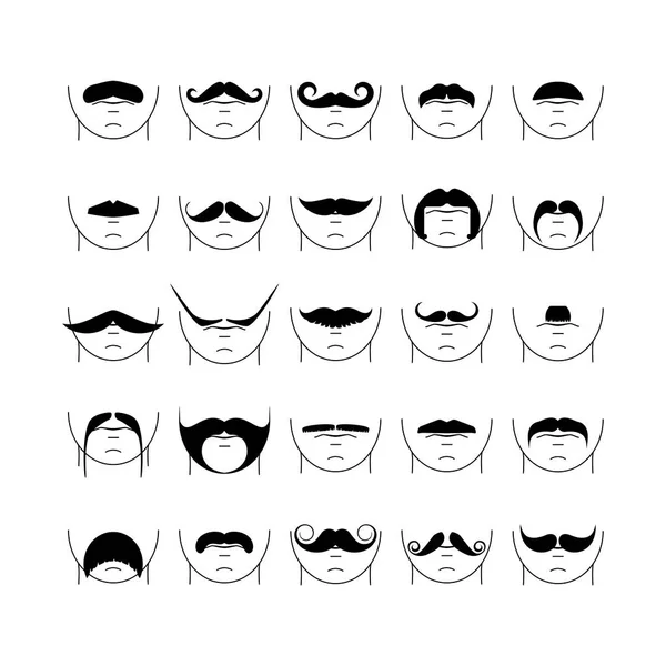 Grande serie di baffi di hipster vettoriali . — Vettoriale Stock