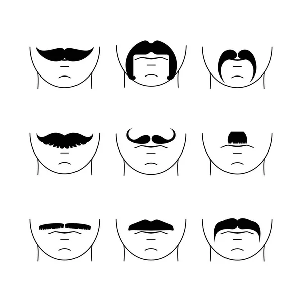 Grande conjunto de bigode vetor hipster . — Vetor de Stock