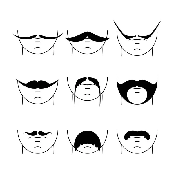 Gran conjunto de vector bigote hipster . — Archivo Imágenes Vectoriales