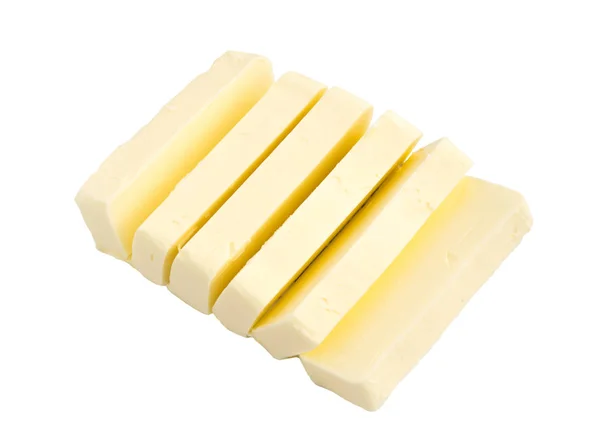Plasterki masło na białym tle — Zdjęcie stockowe