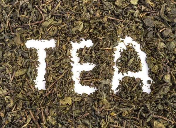 乾燥した緑の茶葉の背景 — ストック写真
