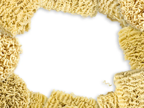Frame Of Instant Noodles Or Ramen On White Background — Stock Photo, Image