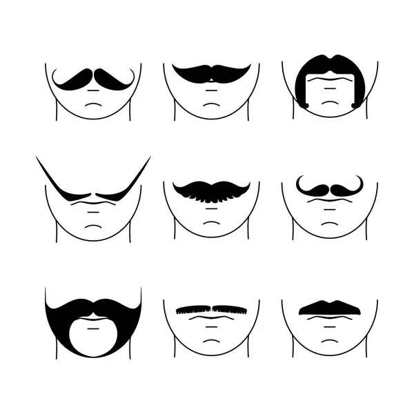 Grande conjunto de bigode vetor hipster . — Vetor de Stock