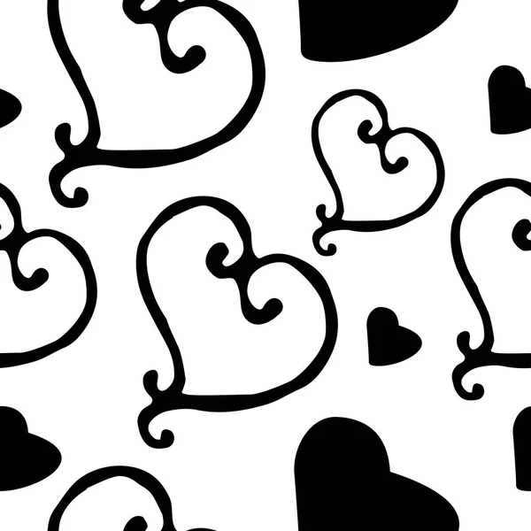 Hand Drawn Heart Seamless Pattern — Stock Vector