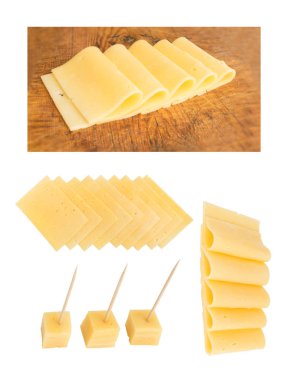 Dilimlenmiş Gouda peyniri izole kümesi