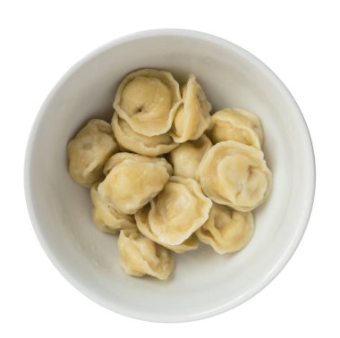 Ev yapımı et köfte veya tereyağı ile Rus mantı