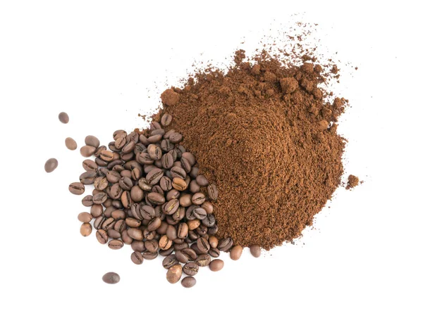 Medium Roast Fine Grinding Coffee and Whole Grains — Stock Photo, Image