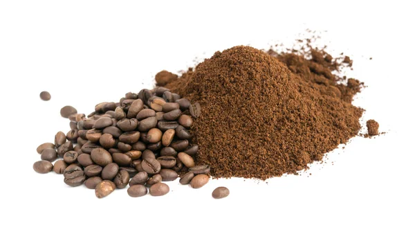 Medium Roast Fine Grinding Coffee and Whole Grains — Stock Photo, Image