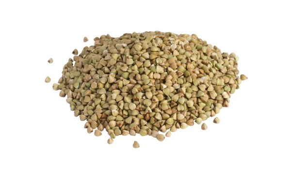 Montón de grano de trigo sarraceno verde seco aislado —  Fotos de Stock