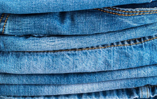 Blue Jeans and Stitches Texture (en inglés). Fondo de mezclilla con costura — Foto de Stock