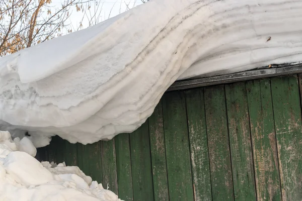 Large Snowdrifts Hanging from a Roof — Stock Photo, Image