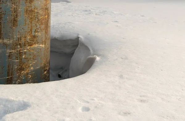 Grey Melted Snow on the Ground in Early Spring — Stock Photo, Image