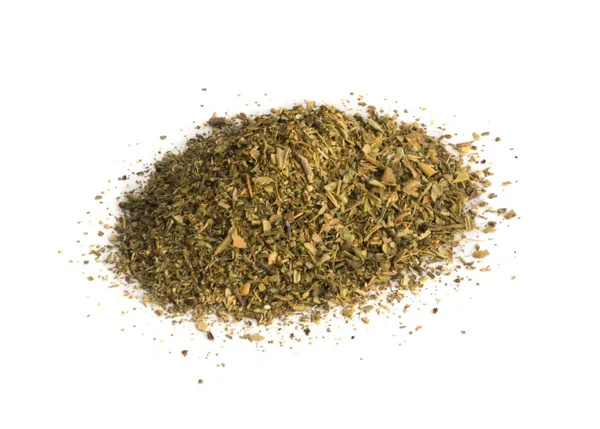 Heap of Dried Basil Flakes Isolated — Stock Photo, Image