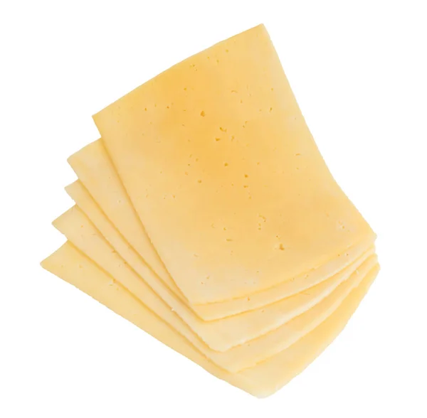 Queso Gouda en rodajas aislado sobre fondo blanco — Foto de Stock