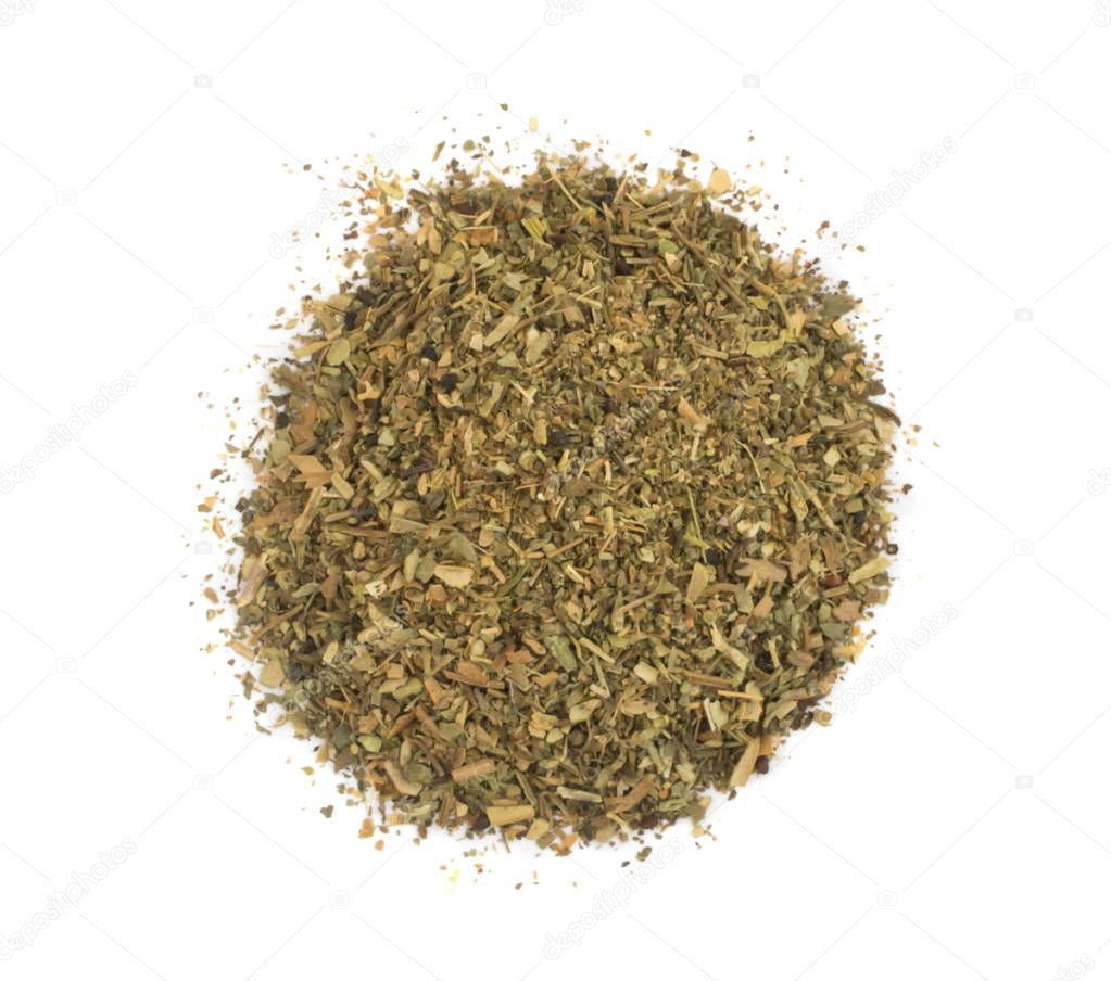Heap of Dried Basil Flakes Isolated