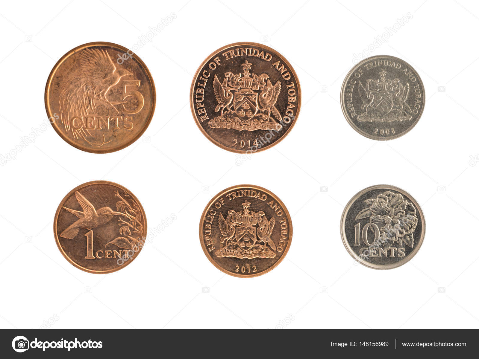 monedas de trinidad y tobago que representa el emblema nacional