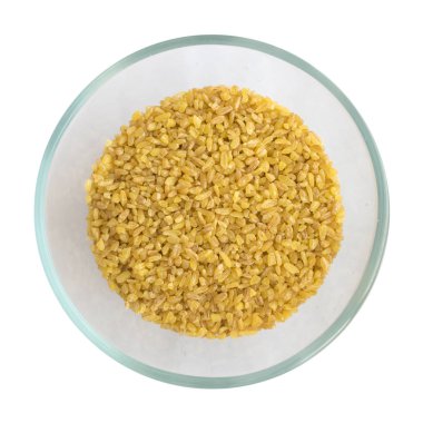 Kuru Bulgur buğday arka plan Closeup ve üstten görünüm