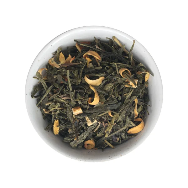 Montón de té verde seco con aditivos —  Fotos de Stock