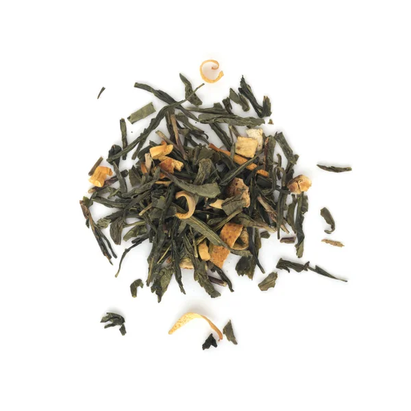 Heap of Dry Green Tea with Additives — Stock Photo, Image