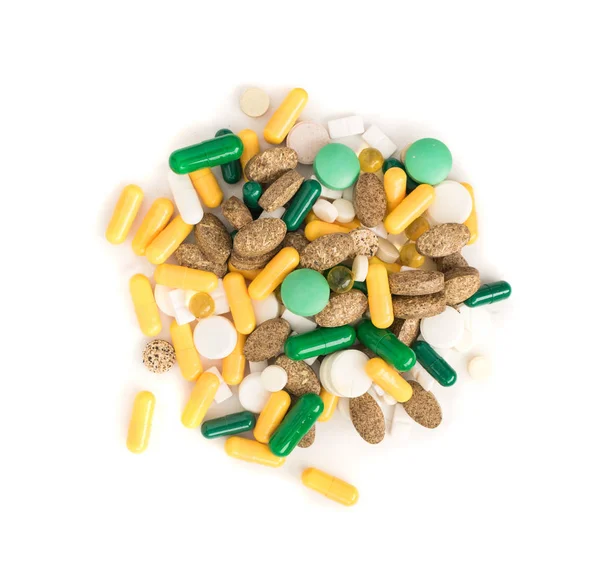 Pilha de medicina farmacêutica comprimidos e comprimidos Mix — Fotografia de Stock