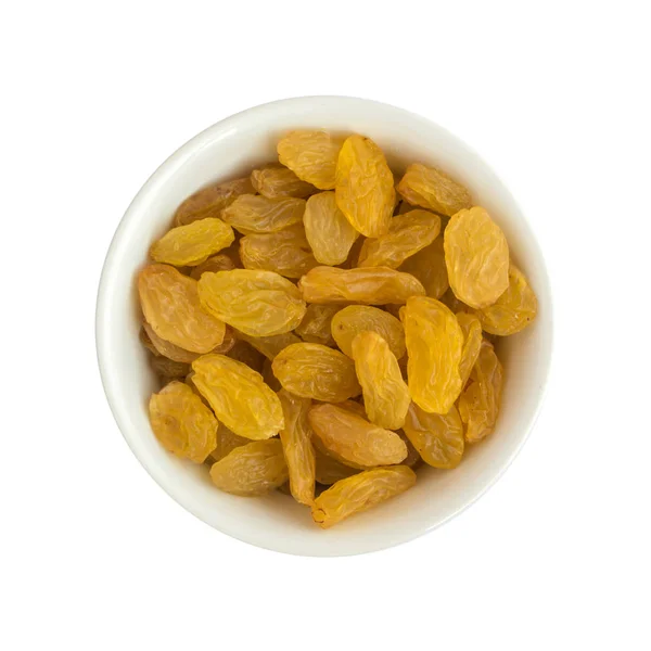 Heap of Yellow Sultanas Raisins on White Background — Stock Photo, Image