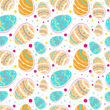 Vektör Paskalya Dikişsiz desen renkli yumurta ile