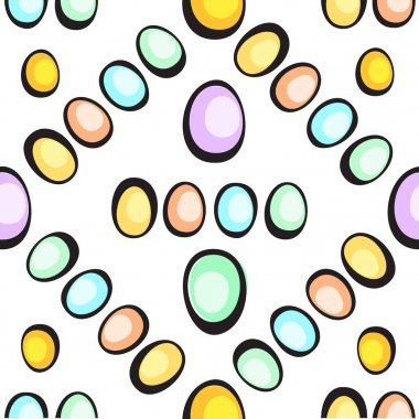 El vektör Paskalya yumurta desen beyaz zemin üzerine çekilmiş.