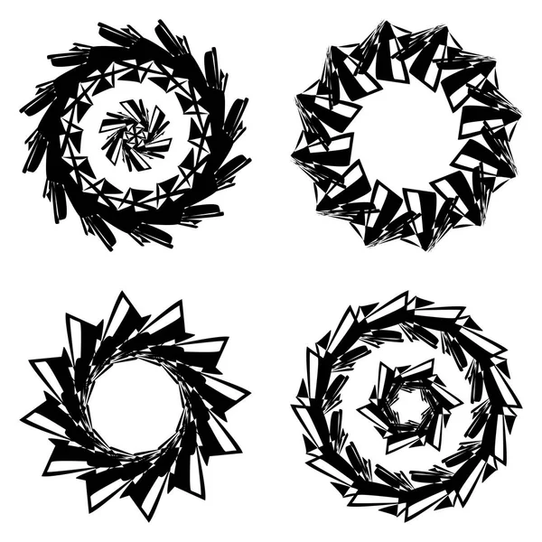 Marcos redondos o vectores de círculo Ilustración en blanco y negro — Vector de stock