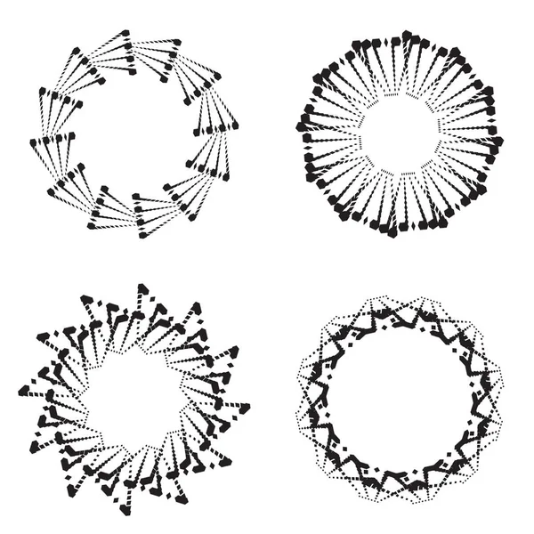Kulaté rámy nebo kruhu vektorové černobílé ilustrace — Stockový vektor