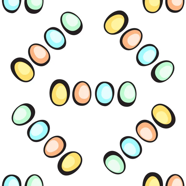Hand Drawn Vector Pasen eieren patroon op witte achtergrond — Stockvector