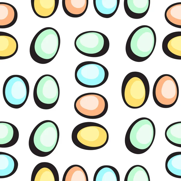 Modèle d'oeufs de Pâques vectoriels dessinés à la main sur fond blanc — Image vectorielle