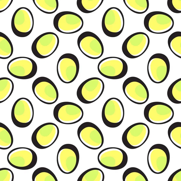 Vector dibujado a mano patrón de huevos de Pascua sobre fondo blanco — Archivo Imágenes Vectoriales