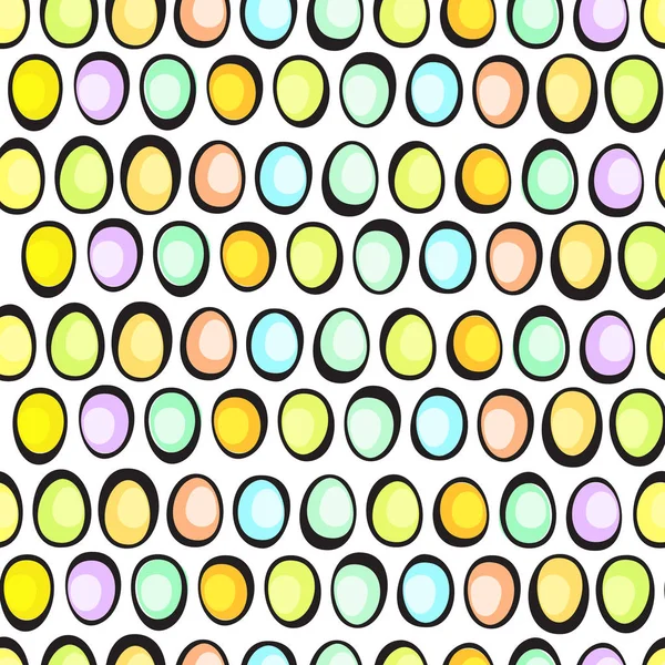 Vector dibujado a mano patrón de huevos de Pascua sobre fondo blanco — Archivo Imágenes Vectoriales