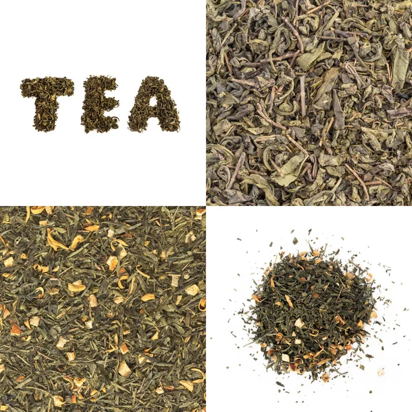 Trockener grüner Tee Blätter Hintergrund — Stockfoto