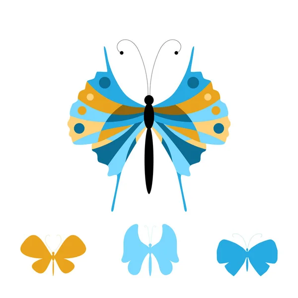 Colección de mariposas coloridas — Vector de stock