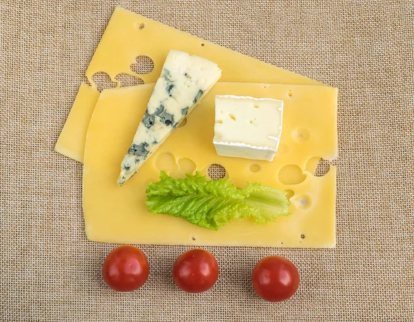 Sammlung von drei Käse — Stockfoto
