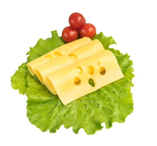 切片 Maasdam 奶酪隔离 — 图库照片