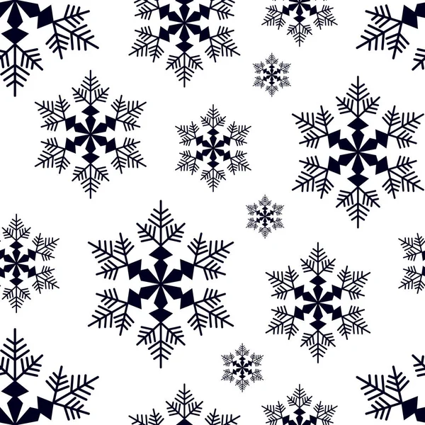 Naadloze Sneeuwvlok Patroon Achtergrond Van Eindeloze Sneeuw Kerst Vector Illustratie — Stockvector