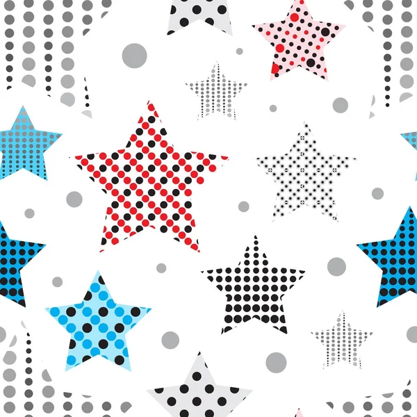 Star Seamless Pattern Elements Memphis Design Endless Vector Illustration — Stock Vector