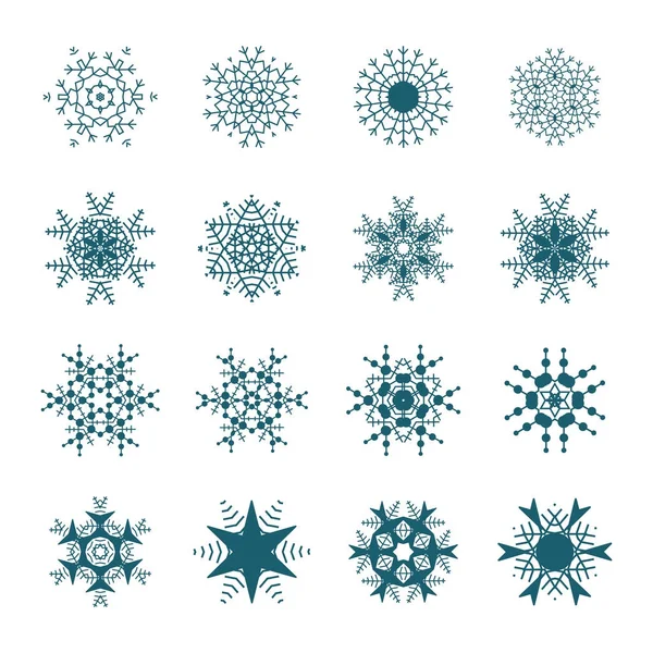 Hermosos Iconos Copo Nieve Logo Nieve Simple Símbolos Invierno Para — Vector de stock