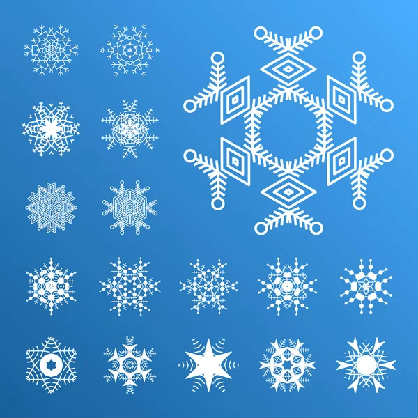 Belos Ícones Floco Neve Logotipo Neve Simples Símbolos Inverno Para — Vetor de Stock