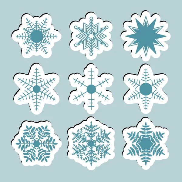 Schnee Ikonen Einfache Schnee Logos Wintersymbole Für Webdesign Vektorillustration Papierstil — Stockvektor